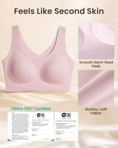 Image of Ubras Seamless Bras for Women Light Support Wireless Bralette Comfortable Soft Smooth Pull On T-Shirt Bras