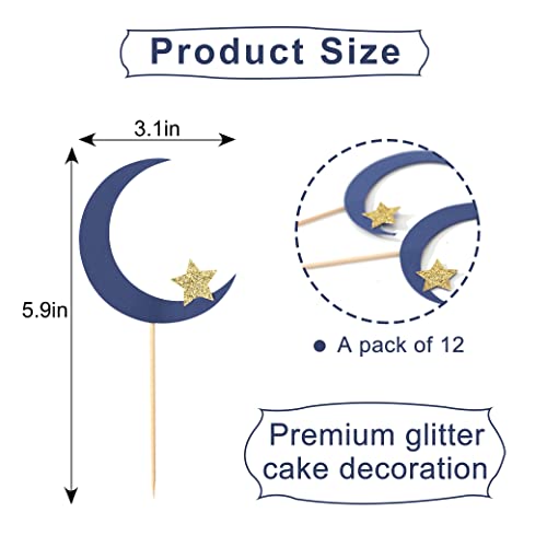 Moon And Star Cupcake Toppers - Over The Moon Cupcake Toppers, Twinkle Twinkle Little Star Cupcake Toppers, Outer Space Theme Party Decorations #TOP3