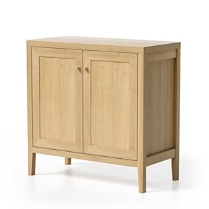 Sideboard Buffet Cabinet with Adjusable Shelves Farmhouse Storage Cabinet Credenza Accent Cabinet Kitchen Coffee Bar Console Cabinet for Living Dining Room Natural Oak