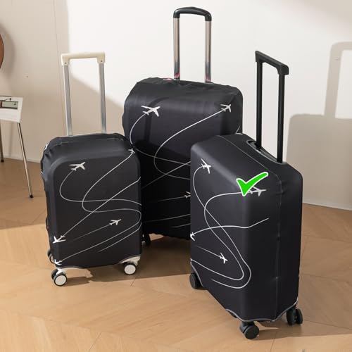 Image of HOKIPO Suitcase Covers for Trolley Suitcase, 220gsm Durable and Washable, Medium (21-22inch) - Flight Path (AR-6344-D17)