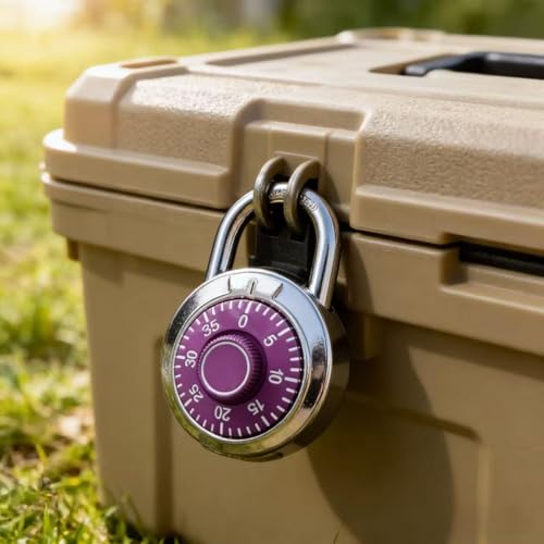 Image of Combination Padlocks with Metal Body, Indoor Use for Gym Lockers & School Locker, Purple, 24-Pack