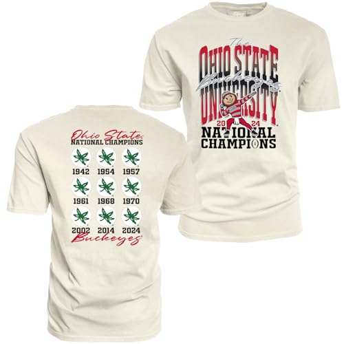 Camiseta Ohio State Buckeyes Blue 84 de Colección Campeones 2024 en Color Beige Marfil para Hombre