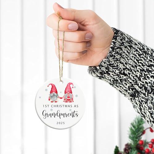 Image of First Christmas as Grandparents 2025, New Grandparents Ornament 2025, First Time Grandma Grandpa Gifts, Ceramic New Christmas Ornament 2025