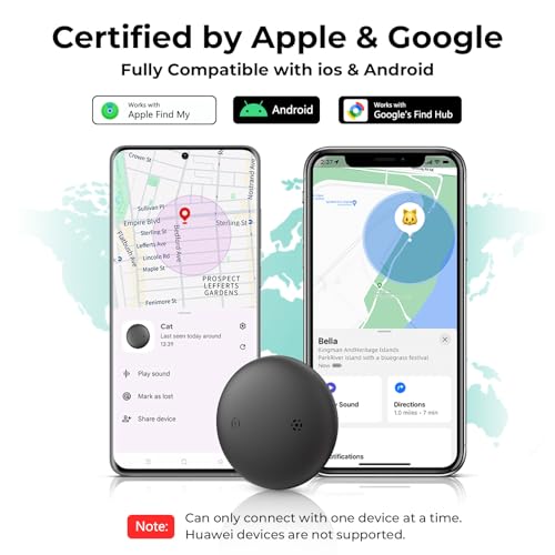 NozlaID Katzen Tracker - Mini SmartTag Tracker Ohne ABO für Katze - Kompatibel mit iOS/Android - Dehnbares GPS Katzenhalsband - Ortungsgerät Tracker für Katzen und Welpen (1 Pack)