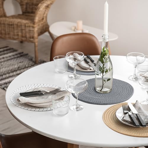 fanquare Placemats Set of 4, Round Cotton Braided Place Mats - Image 2