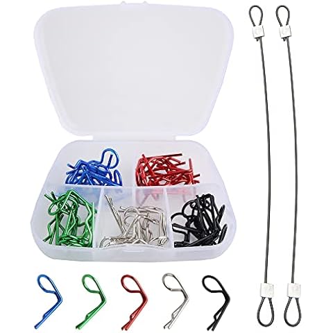 GDOOL 50 Pieces 90-Degree Angle Body Clips Bent Springy Pins & RC Car Clip Pin Steel Wires for 1/8 1/10 1/12 Scale RC Model Cars Universal Vehicle Clips Truck Crawler Trucks Cover