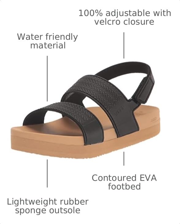 Image of REEF Girls Toddler /Little Kid Water Vista Platform Sandal, Water Friendly, Adjustable Strap