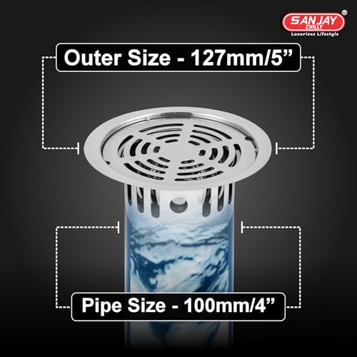Image of Round Ringo Floor Drain Cockroach Trap 5 INCH for Bathroom Gratings 304 Grade Waste Water Drainer in Washbasin Sink & Toilet Safety from Insects (Round Ringo 5 Inch Silver)