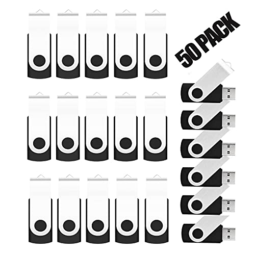 EASTBULL 50 Pack 4GB Bulk Flash Drives USB 2.0 4GB Flash Drives Pack Thumb Drives Bulk Swivel Bulk USB Drives, Black