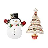 2 Pack Christmas Brooches for Women - Christmas Tree Brooch & Snowman Pin, Festive Xmas Brooches, Accessories & Gifts