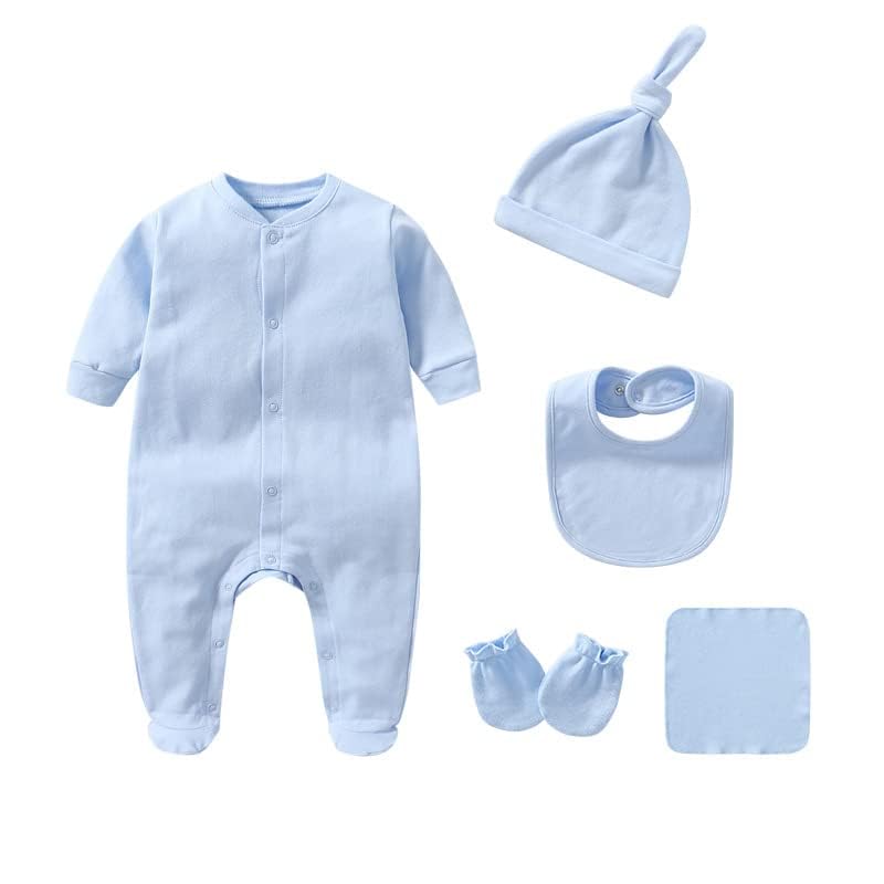 Newborn Boy Girl Clothes Sets Cotton Long Sleeve Romper Jumpsuits Unisex Outfits With Baby Mittens Hats Gloves2