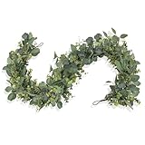 GOVIRAYE Corona Premium de Eucalipto Artificial 180 cm - Imitación Realista para Bodas, Navidad y Decoración Rústica - Uso Interior/Exterior