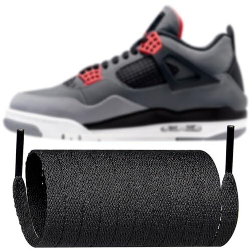 Endoto Shoelaces for Nike Air Jordan 4 Sneakers 8MM Flat Shoe Laces Replacement Strings(Color:Black Size:55Inch)