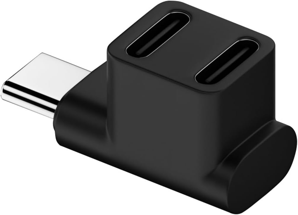CY 10 Gbps USB 3.0 C Type Male Dual Mother Power Data Distributor Adapter Tilt Up, Compatible with Deck Laptop