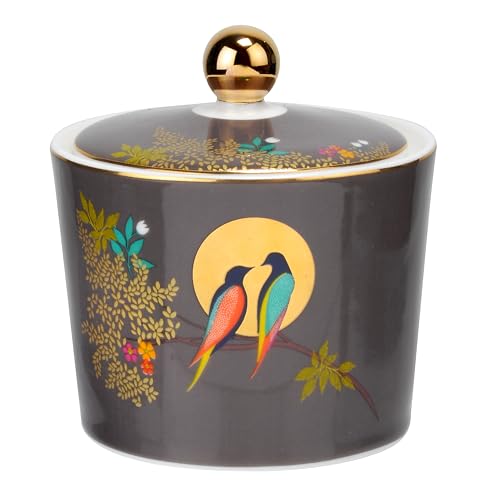 Portmeirion Sara Miller Chelsea Covered Sugar Bowl Fine China with 22 Karat Gold, 10oz Brunch Tableware Accent for Afternoon Tea, Holidays, High Tea - Decorative Sugar Container with Lid
