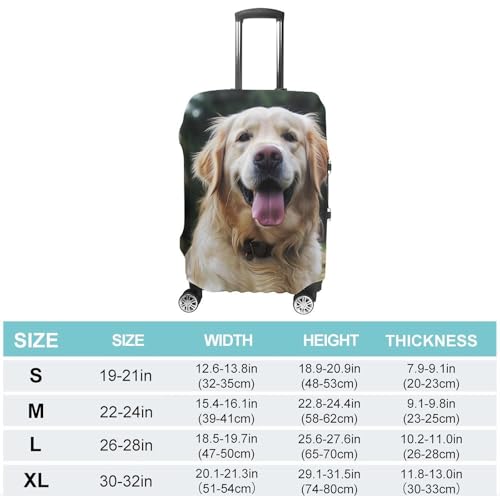 Funny Golden Retriever Luggage Cover, Washable Elastic Suitcase Cover Protector Fit 18-32 Inch Luggage2