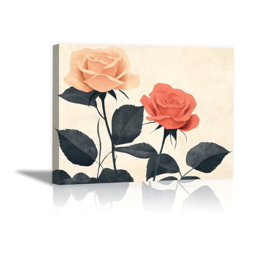 Tableau paysage rose corail vintage 60x90cm idée cadeau anniversaire originale