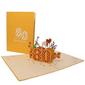 Favour Pop Up® – 3D Glückwunschkarte zum 80. Geburtstag auch für Geschenkgutschein oder Geldgeschenk. TG080