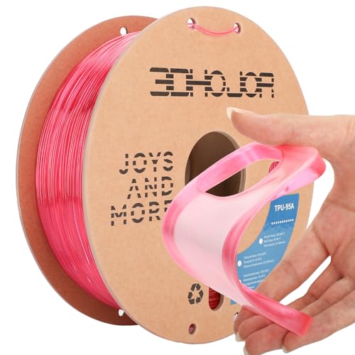 Image of 3DHojor TPU Filament 1.75mm TUP95A 3D Printer Filament Flexible Soft 3D Filament 1KG (2.2lbs) fit Most FDM 3D Printers Dimensional Accuracy + /- 0.03 mm-Transparent Pink