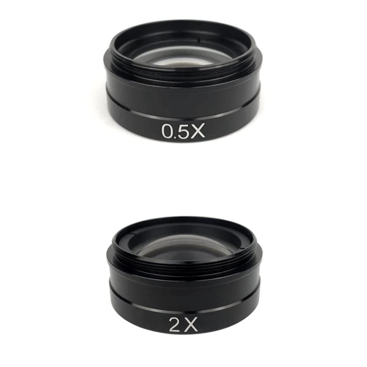 Microscope 0.5X / 2.0X / 0.3X Auxiliary Objective Glass Lens for 80X 300X Lens Industry Video Microscope Camera(0.5X 2.0X)