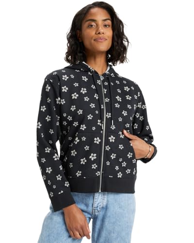 Roxy VL Feels Right - Printed Zip Hoodie for Women - Sudadera con Capucha y Cremallera - Mujer - Negro.