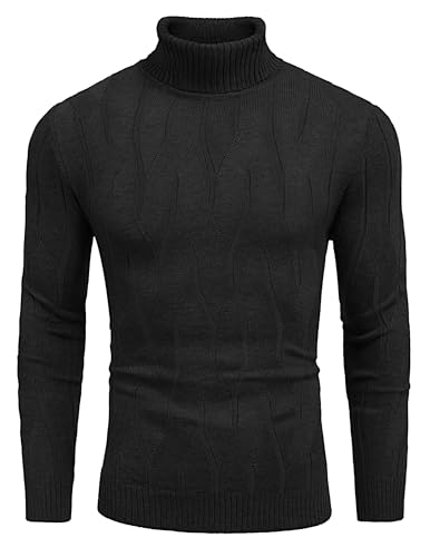 COOFANDY Men's Slim Fit Turtleneck Sweater Long Sleeve Casual Knitted Pullover Sweaters