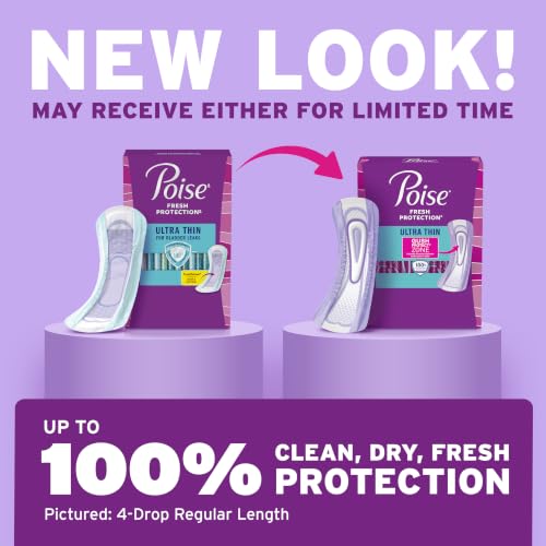 Image of Poise Ultra Thin Incontinence & Postpartum Pads for Bladder Leaks, 5 Drop Maximum Absorbency, Long Length, 108 Count (Packaging May Vary)