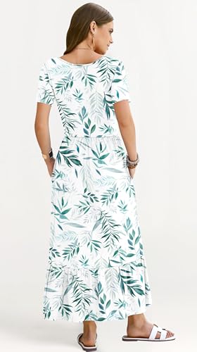 Image of AUSELILY Womens Summer Dresses 2025 Short Sleeve Maxi Dress Crewneck Casual Sundresses with Pockets