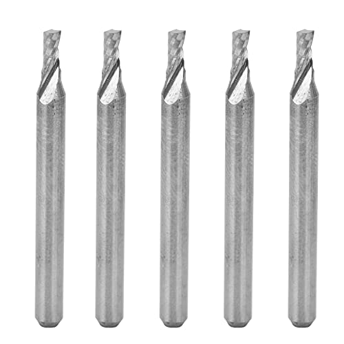 5pcs Tungsten Steel Spiral End Mills, Single Flute Milling Cutter, 3.175x2x4x38mm, for Wood Carving, High Hardness and Wear