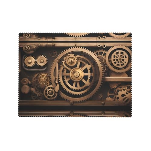 Nappe carrée Gold Mechanical Gear en tissu polyester lavable - 8