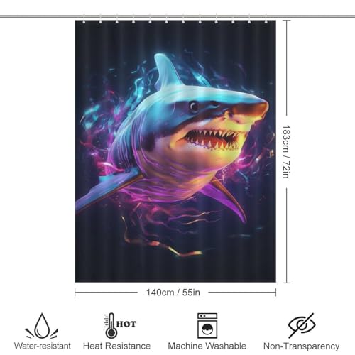 Rideau de douche requin imperméable en polyester de qualité supérieure - 4