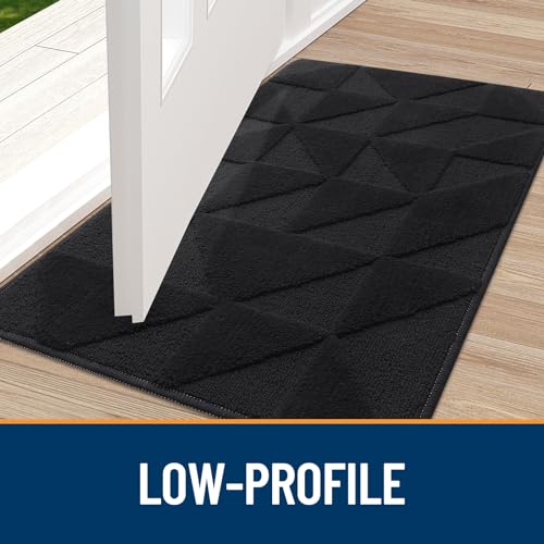 Image of OLANLY Door Mats Indoor, Non-Slip, Absorbent, Dirt Resist, Entrance Washable Mat, Low-Profile Inside Entry Doormat for Entryway (71x47 inches, Black)