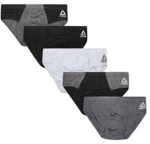 Reebok Men's Low Rise Underwear Briefs (5 Pack), Blacks/Greys, Large