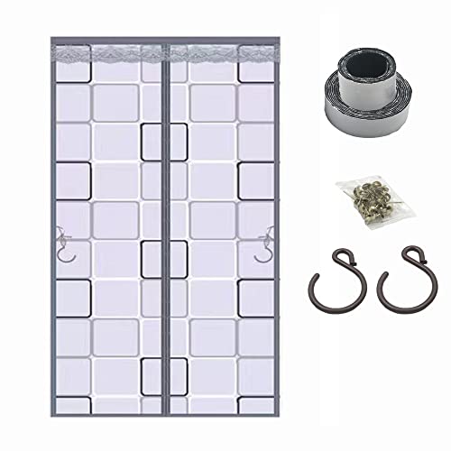 Flyzzz Magnetic Thermal Insulated Door Curtain Fit Door Size 34X81Inches Self-Closing Privacy Door Screen Eva Keep Room Warm Screen For Bed Room Kitchen Gray-01 #TOP17