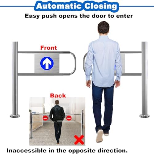 Stainless Steel Automatic Swing Gate - One-Way Safety Door for Markets, Libraries & Stores - 100x100 cm Pedestrian Access Gate, Durable & Secure