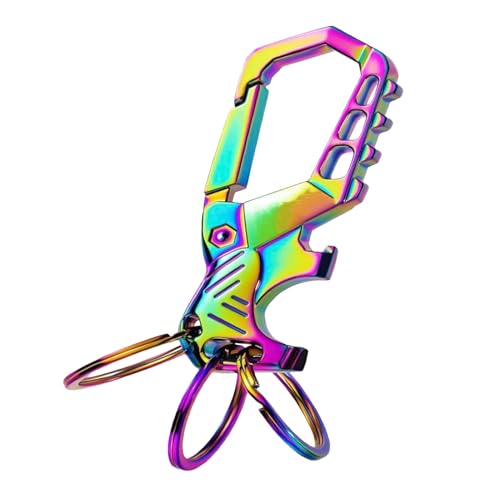 Llavero del abridor de botellas, abridor de botellas de cadena de llave - Llaves de clip de carabinero,Gadgets de la herramienta de carabinas compacta de equipo de sobrevivir con 3 anillos clave para