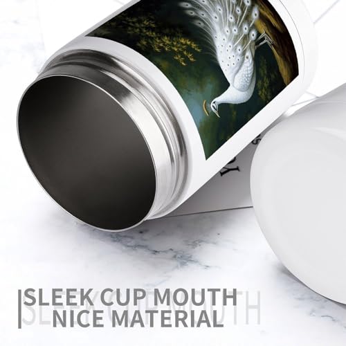 Glacière en acier inoxydable à manchon silicone paon blanc - 4