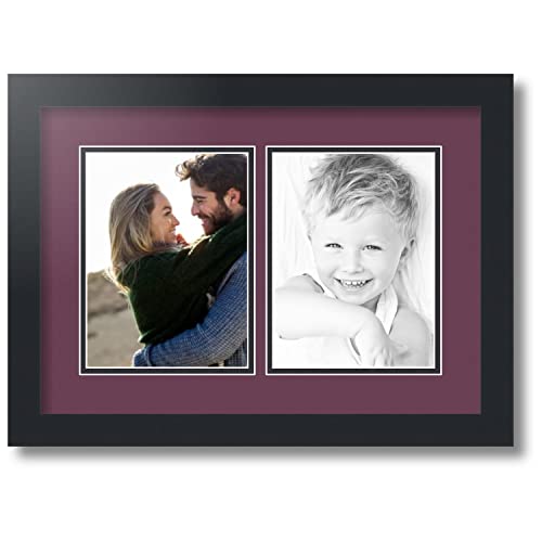 ArtToFrames Collage Photo Frame Double Mat with 2 - 6x8 Openings and Satin Black Frame
