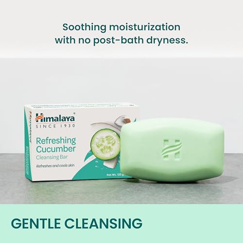 Image of Himalaya Refreshing Cucumber Cleansing Bar Soap, Cucumber Soap Bars for Face and Body, Face Soap Bar, Face Wash Bar, Bath Soaps, Soft Skin, Refreshes and Cools Skin, 4.41 oz, 3 Pack