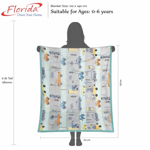 Image of Florida All Season Ultra Soft Kids AC Blanket /Baby Wrapper /Flannel Baby Blanket for 0-6 Yrs Kids(110x140cm) Pack of 2, Sky Blue Grey