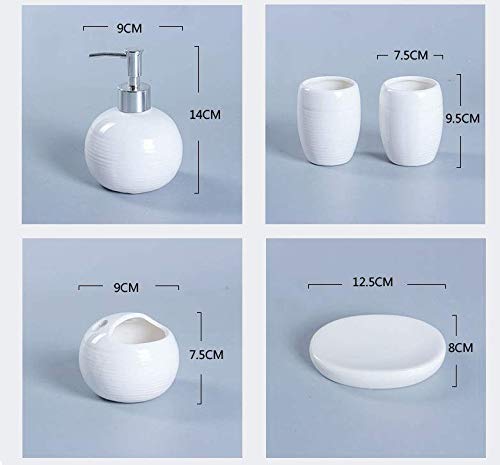 Skywalk Ceramic White Bathroom Set of 4 Pieces - Soap Dispenser, Tumbler, Soap Dish, Brush Holder 1