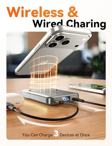 Image of Magnetic Portable Charger 10000mAh, Fast Charging MagSafe Battery Pack