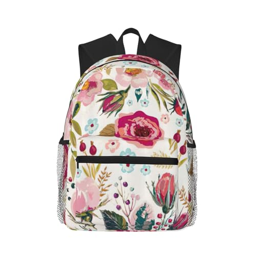 BREAUX Flower Leaf Print Lightweight And Comfortable Duffel Bag, Casual Daypack, Multipurpose Backpack