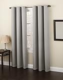 Gorgeous HomeDIFFERENT Solid Colors & Sizes (#92) 1 Panel Solid Foam Lined Blackout Heavy Thick Microfiber Window Curtain Drapes Grommets (Gray, 84' Length)