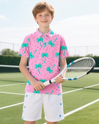 Image of Boys Polo Shirt Golf Short Sleeve Performance Dry Fit Stretch School Uniform Shirts for Boys 7-14 Years