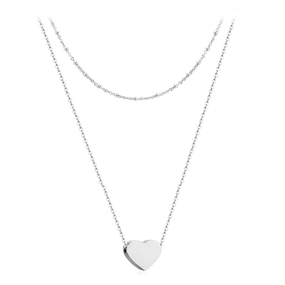 HSAJSCollar con letra de corazón para mujer, colgante de cristal Rocker de cadena, gargantilla de creatividad, collares para hombres, caja de regalos de cumpleaños, boda, Acero inoxidable
