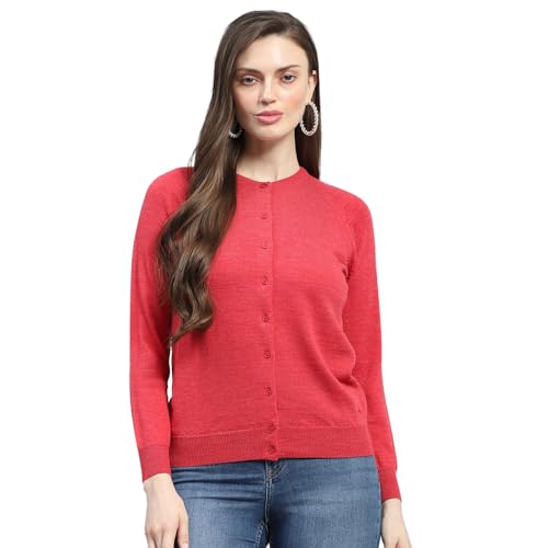 Image of Monte Carlo Women Regular Fit Full Sleeve Solid Round Neck Winter Cardigan (Pack of 1)
