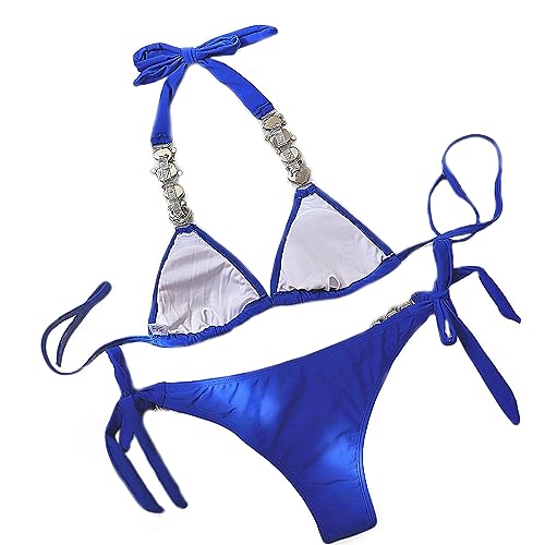 Lisa Colly Women's Crystal Diamond Bikini Swimsuit Sexy Two Pieces Bathing Suit Push Up Bandage Bikini Set2