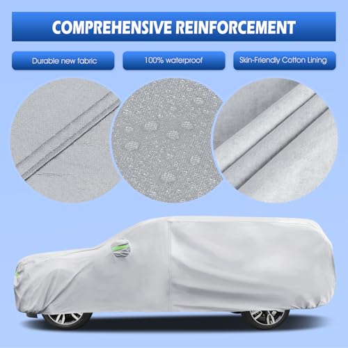 Image of Car Cover Custom Fit for Chevrolet Chevy Suburban 1973-2026, Migaven Waterproof Full Exterior Cover Sun Rain Protection with Door Zipper and Cotton Lining, Silver