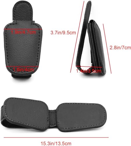 Image of Automaze Leather Car Visor Sunglass Holder, Magnetic Leather Glasses Eyeglass Hanger Clip for Car, Sunglass Clip Glasses Holder for Car Visor, Black, Pack of 1